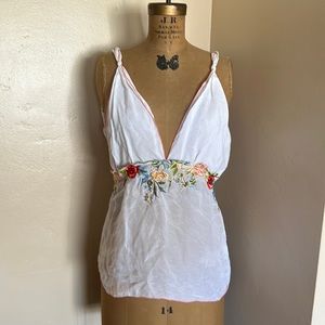 Johnny Was small white tanktop flowy floral